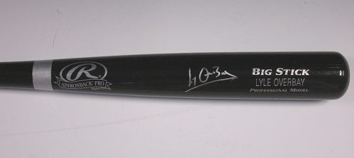 Brewers LYLE OVERBAY Signed ENGRAVED Black Big Stick Bat - AUTO - Diamondbacks