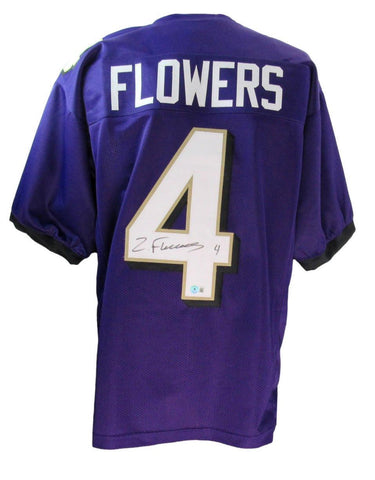 Zay Flowers Autographed Purple Custom Football Jersey Ravens Beckett 181127