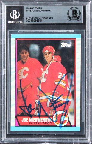 Flames Joe Nieuwendyk Authentic Signed 1989 Topps #138 Card BAS Slabbed