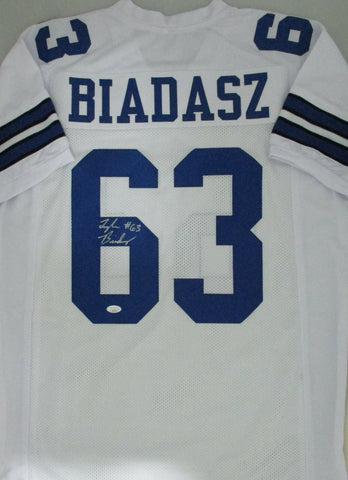 Cowboys Center TYLER BIADASZ Signed Custom Replica White Jersey AUTO - JSA
