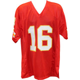 Len Dawson Autographed/Signed Pro Style Size XL Red Jersey Beckett 57032