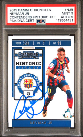 Neymar Jr Signed 2019 Panini Chronicles Historic Ticket - PSA 9 AUTO 9