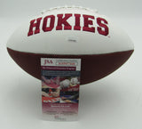 Michael Vick Signed Virginia Tech Hoakies Logo Football (JSA COA) Falcons Q.B.