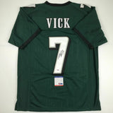 Autographed/Signed MICHAEL MIKE VICK Philadelphia Green Football Jersey PSA COA