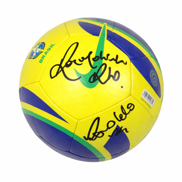 Ronaldinho & Ronaldo Nazario Signed Brazil Mini Soccer Ball with Beckett COA