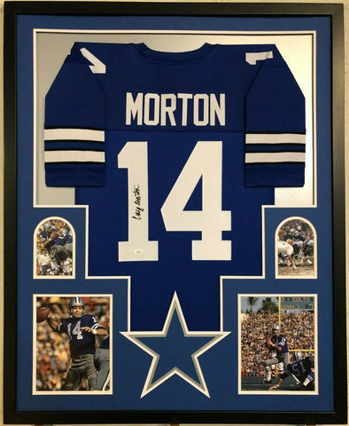 FRAMED DALLAS COWBOYS CRAIG MORTON AUTOGRAPHED SIGNED JERSEY JSA COA