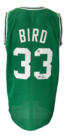 Larry Bird Signed Custom Green Pro-Style Basketball Jersey Bird+JSA ITP
