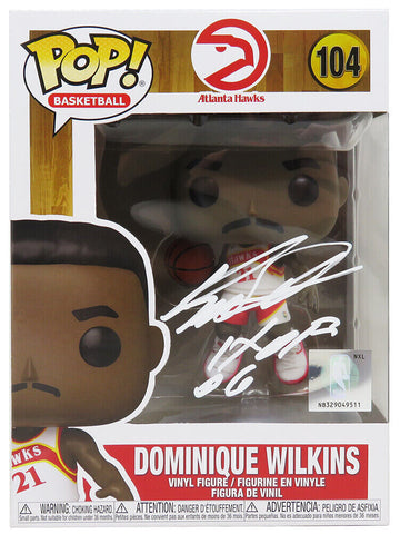 Dominique Wilkins Signed Hawks NBA Funko Pop Doll #104 w/HOF'06 - (SCHWARTZ COA)