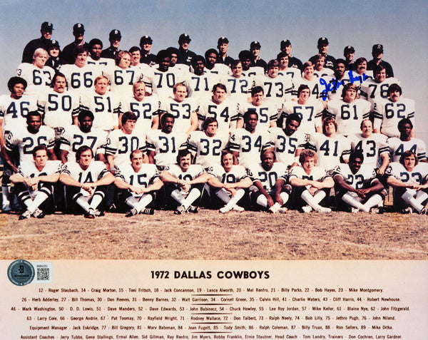 Jethro Pugh Signed Dallas Cowboys 1972 Team Roster 8x10 Photo BAS 45499