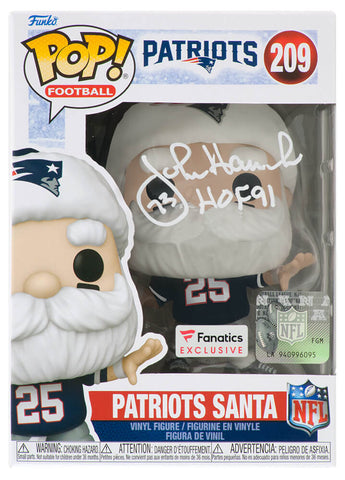 John Hannah Signed Patriots 'SANTA' Funko Pop Doll #209 - (SCHWARTZ COA)