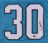 Chuba Hubbard Signed Panthers Teal Jersey (Beckett) Carolina 2021 Draft Pick R.B
