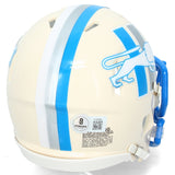 Sam LaPorta Autographed Detroit Lions RETRO Speed Mini Helmet Beckett Witnessed