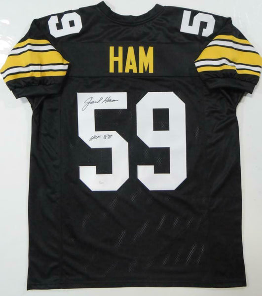 Jack Ham Autographed Black Pro Style Jersey w/ HOF- JSA W Auth *5 Middle