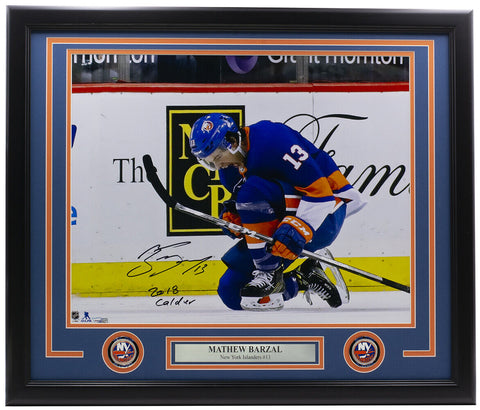 Mathew Barzal Signed Framed 16x20 New York Islanders Photo 2018 Calder Fanatics