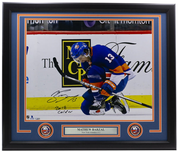 Mathew Barzal Signed Framed 16x20 New York Islanders Photo 2018 Calder Fanatics