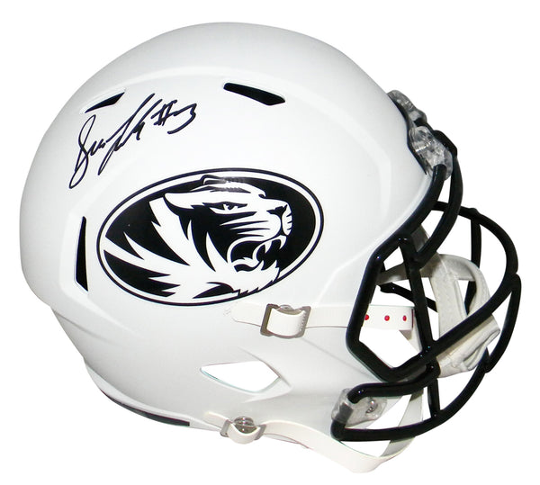 DREW LOCK AUTOGRAPHED MISSOURI TIGERS WHITE FULL SIZE SPEED HELMET JSA