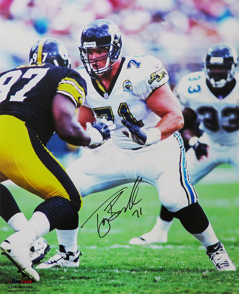 Tony Boselli Signed Jacksonville Jaguars Action 16x20 Photo - (SCHWARTZ COA)