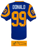 Aaron Donald Signed Blue Throwback Custom Football Jersey - (JSA COA)