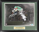 Saquon Barkley Autographed Eagles Reverse Hurdle 16x20 Framed Photo Beckett S