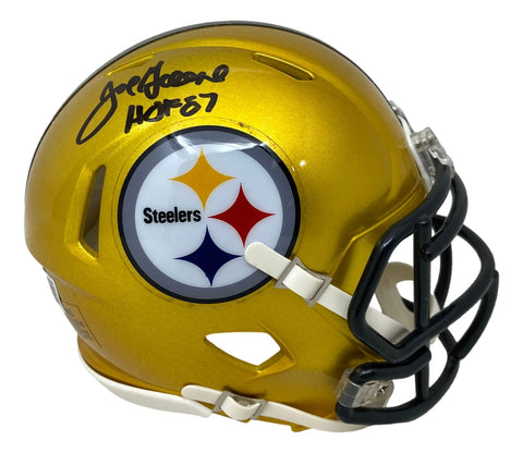 Mean Joe Greene Signed Pittsburgh Steelers Flash Mini Speed Helmet HOF 87 BAS