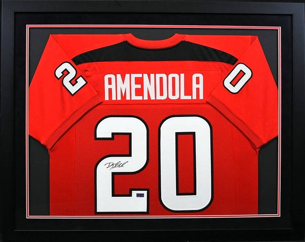 DANNY AMENDOLA SIGNED TEXAS TECH RED RAIDERS #20 RED FRAMED JERSEY COA