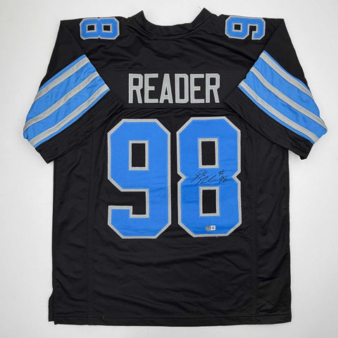 Autographed/Signed D.J. DJ Reader Detroit Black Football Jersey Beckett BAS COA