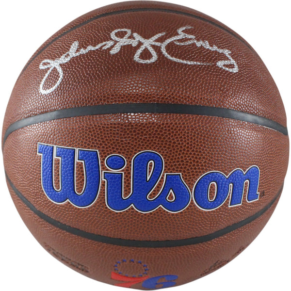 Julius Erving Autographed Philadelphia 76ers Logo Basketball Beckett 54673