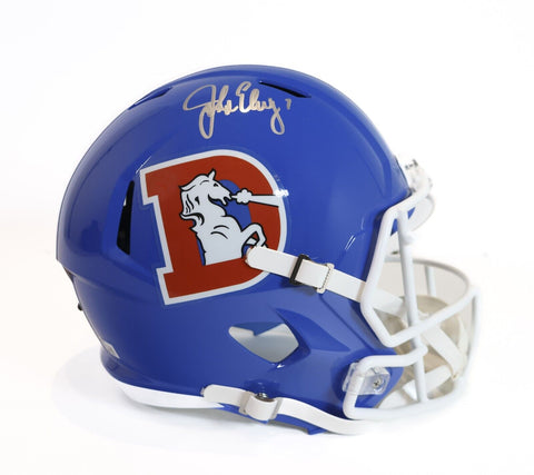 John Elway Autographed Denver Broncos Replica "D" Logo Helmet Beckett COA