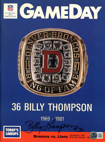 Billy Thompson Signed Broncos 11/1/87 Gameday Magazine Beckett 454593