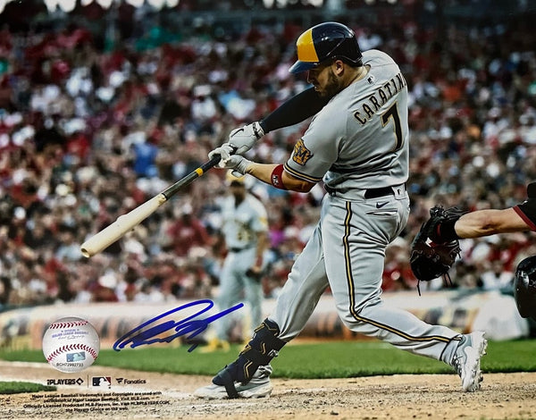Brewers Catcher VICTOR CARATINI Signed 8x10 Photo #1 AUTO