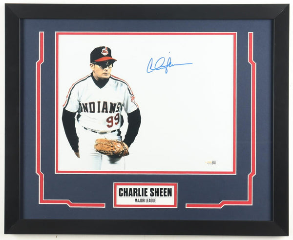 Charlie Sheen Signed "Major League " 18" x 22" Framed Photo Display "Wild Thing"