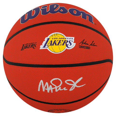 Magic Johnson Signed Wilson Los Angeles Lakers Logo NBA Basketball -SCHWARTZ COA