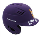 Jay Johnson, Paul Manieri, Skip Bertman Signed LSU Tigers Rawlings Purple Helmet