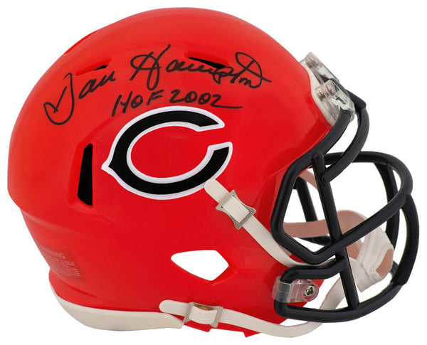 Dan Hampton Signed Bears 2022 Orange Riddell Speed Mini Helmet w/HOF - (SS COA)