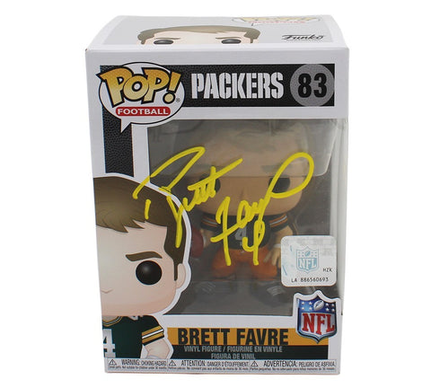 Brett Favre Signed Green Bay Packers Model #83 Funko Pop - Yellow Ink
