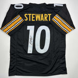 Autographed/Signed Kordell Stewart Pittsburgh Black Jersey Beckett BAS COA