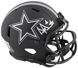 Cowboys Dak Prescott Signed Eclipse Speed Mini Helmet w/ Silver Sig BAS Witness