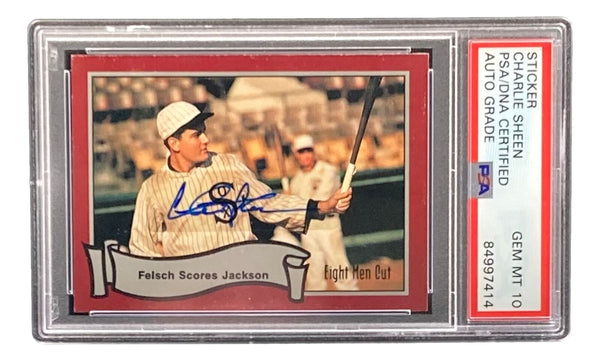 Charlie Sheen Signed 1988 Pacific #55 Eight Men Out Trading Card PSA/DNA Gem MT