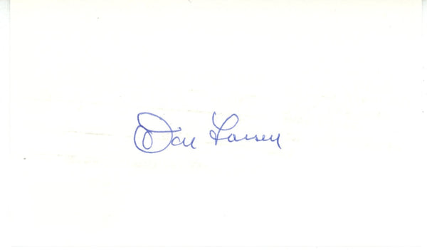 Don Larson Autographed/Signed New York Yankees Index Card Beckett 56532
