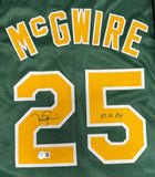 MARK McGWIRE - Athletics Signed Custom Replica Jersey AUTO w/ "87 AL ROY" - BAS