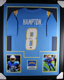OMARION HAMPTON (Chargers blue TOWER) Signed Autographed Framed Jersey Beckett