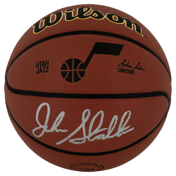 John Stockton Signed Wilson Utah Jazz Logo NBA Basketball -(SCHWARTZ SPORTS COA)