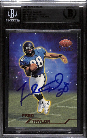 Fred Taylor Signed 1998 Topps Stars #46 /8799 Trading Card Beckett 43887