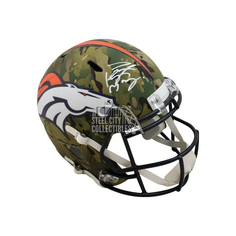 Peyton Manning Autographed Broncos Camo Replica Full-Size Helmet - Fanatics