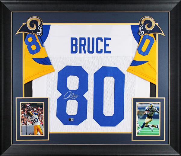 Isaac Bruce Authentic Signed White Pro Style Framed Jersey BAS Witnessed