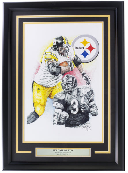 Jerome Bettis Steelers Framed 13x19 Lithograph Signed By Artist Brian Barton PA
