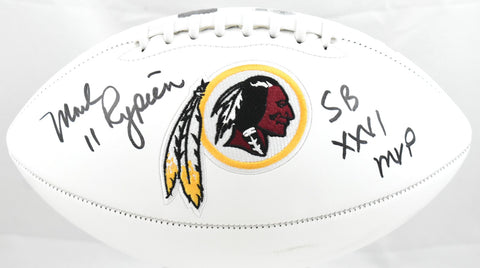 Mark Rypien Autographed Washington Redskins Logo Football SB MVP- Beckett W Holo