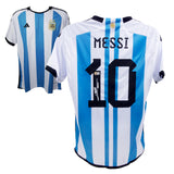 Lionel Messi Signed Argentina Home Soccer Jersey #10 with Beckett Witness