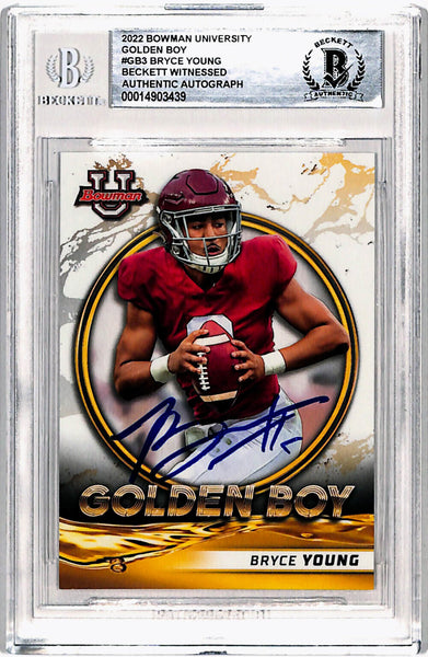 Bryce Young Signed 2022 Bowman University #GB-3 Rookie Card Beckett Slab 40775