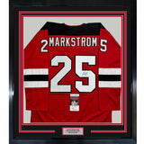 Framed Signed Jacob Markstrom 35x39 New Jersey Red Jersey JSA COA